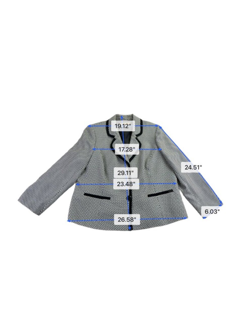 Nipon Boutique Womens Black & White Blazer JacketGeometric Pattern  Size 20W - Picture 8 of 8